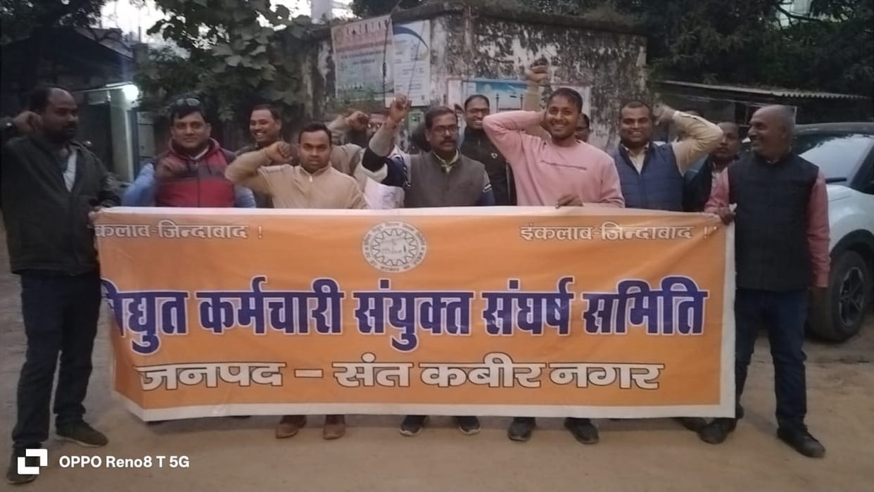 Electricity workers staged a sit-in protest against privatisation.