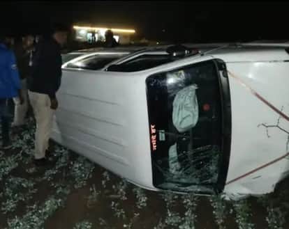 Bike rider crushed, car overturned in ditch