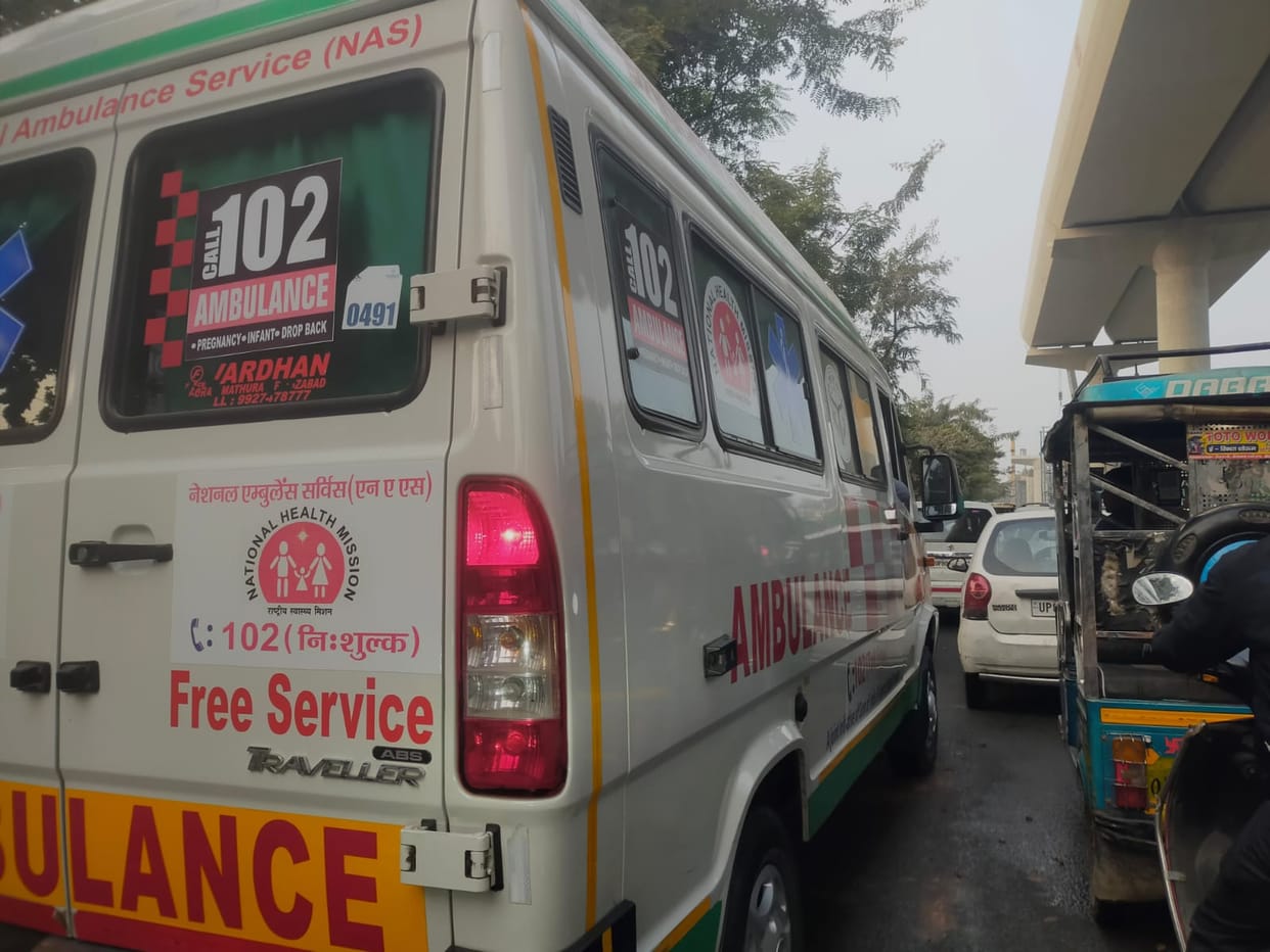 Vehicles kept crawling on MG Road throughout the day, ambulance carrying a patient got stuck.