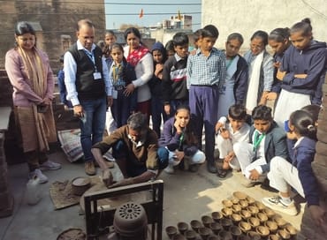 Students learned how to make clay pots.