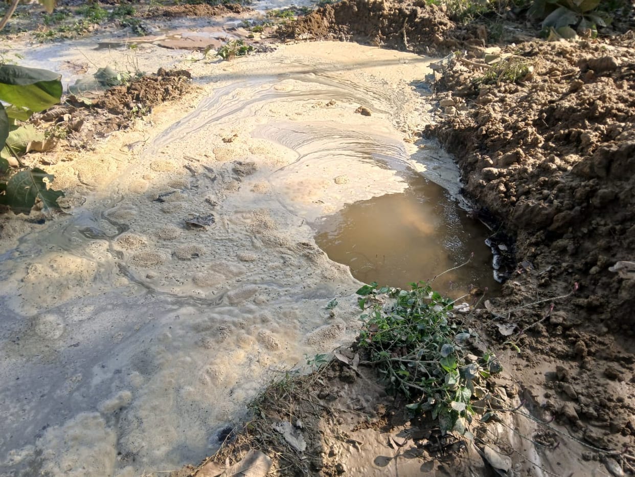 Water filled near houses due to pipeline leak
