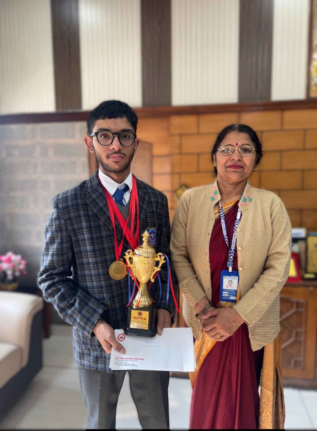 Daksh Sharma became the district champion in table tennis