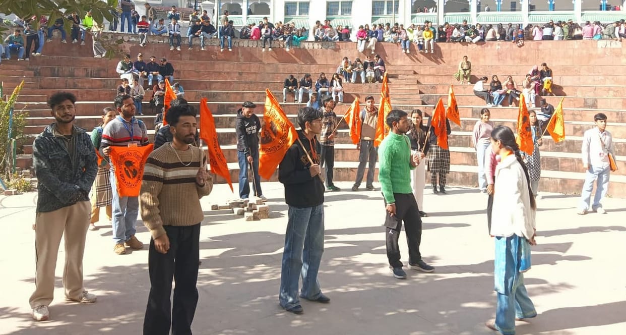 ABVP workers staged a sit-in protest