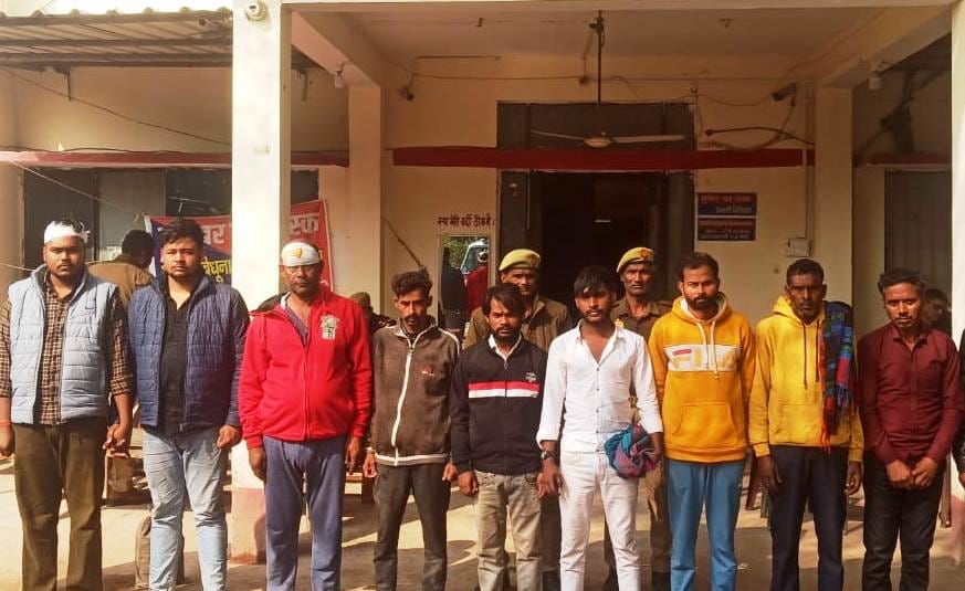 Action for disturbing peace was taken against eight accused of throwing bricks and stones.