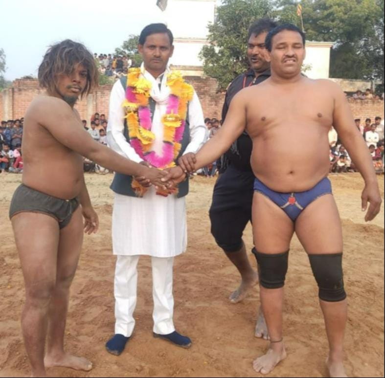 Baba, Babar, Munna and Jim Jim won the wrestling match.