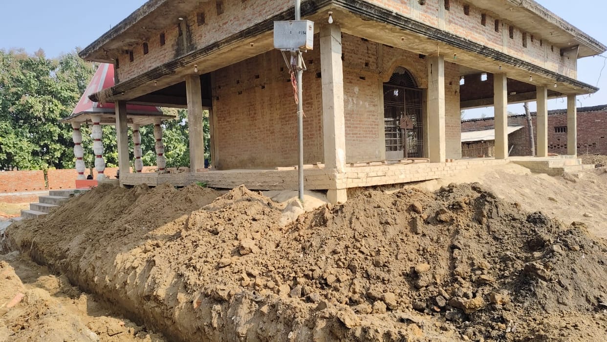 Residents of the town protested against the construction of a boundary wall adjacent to the temple.