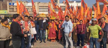 Kalash and flag procession taken out on idol installation day