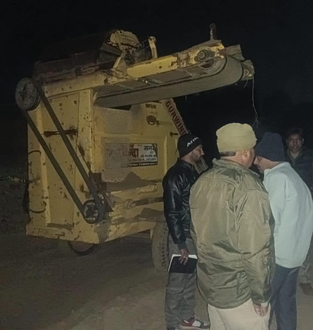 Mining mafia fled leaving behind soil filling machine