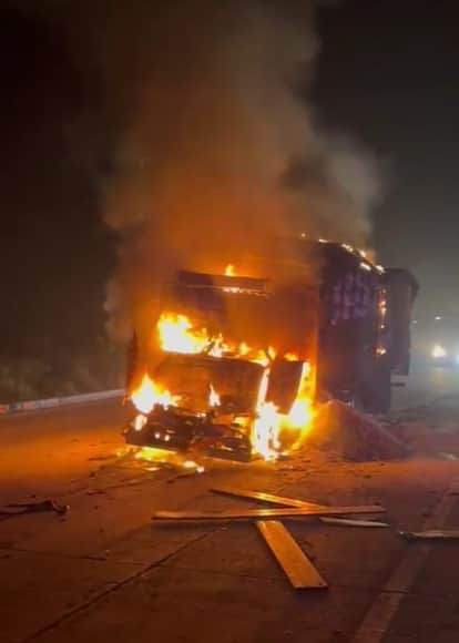 After colliding with the truck, the DCM caught fire, and the driver died in the blaze
