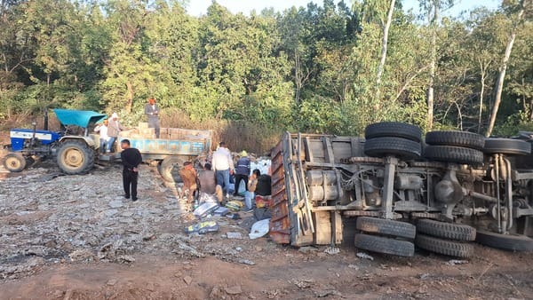 They were transporting liquor on rice bills, the truck's number plate was also fake.