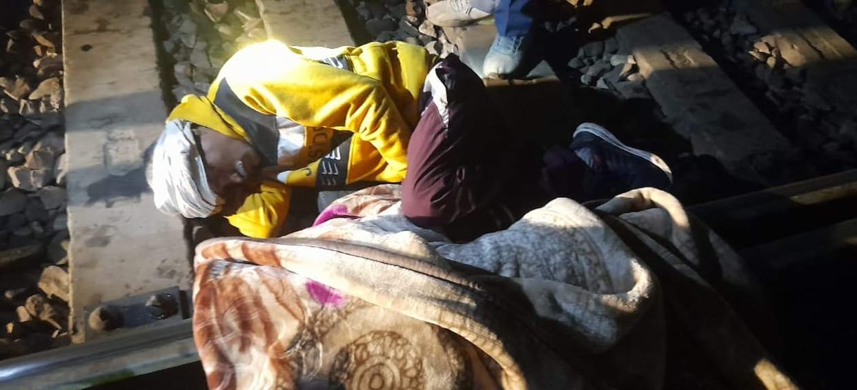Drunk man lay down on the tracks, covered in a blanket, removed by GRP