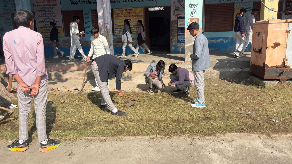 Children launched a cleanliness drive at the NSS camp.