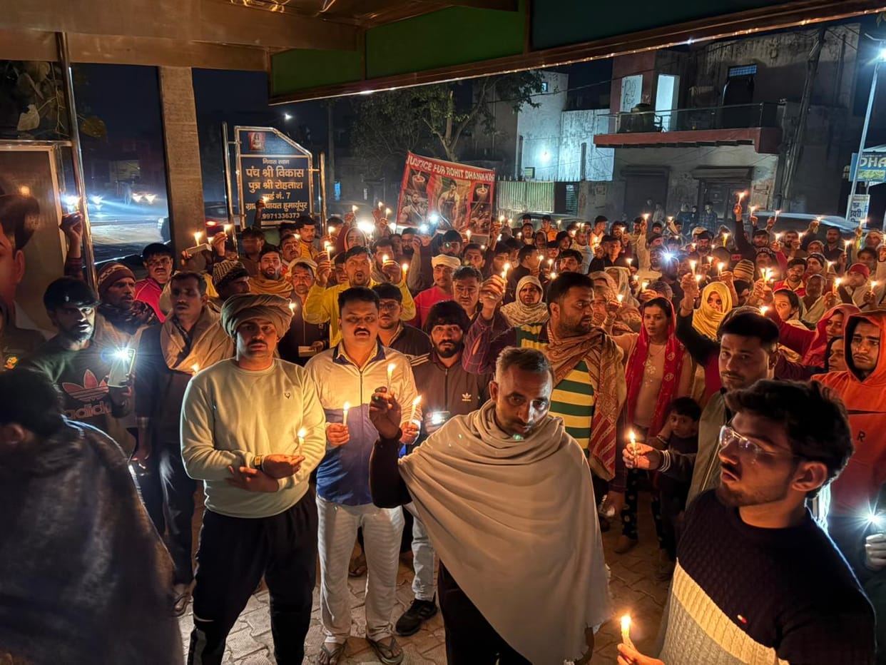 A candlelight march was held in Rohit Dhankhar's village, and the Khap will meet the Bhiwani SP today.