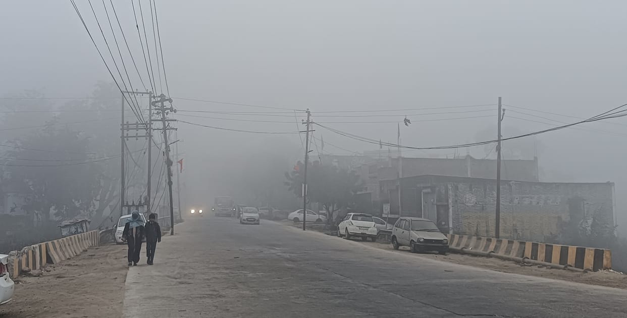 The cold increased the chill, and dense fog slowed down the pace