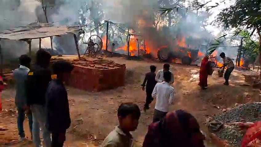Family members went to the funeral, house caught fire, tractor, cash and jewellery burnt.