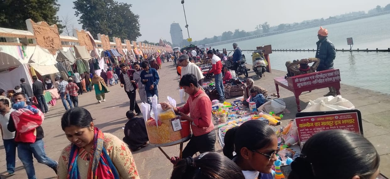 Tourists flock to the holy Brahmasarovar