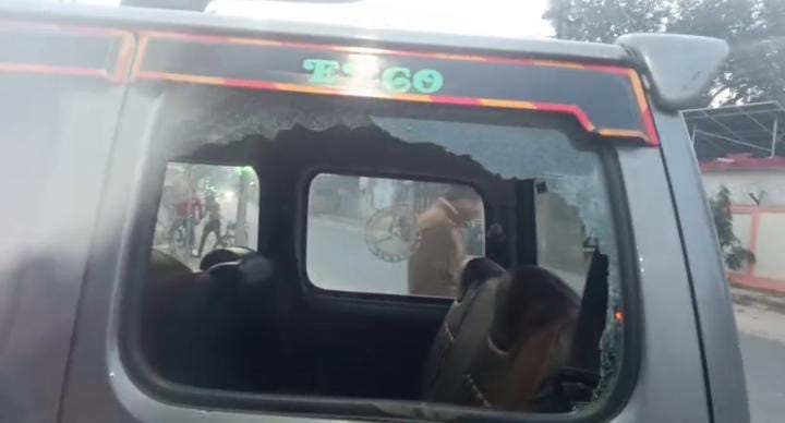 The owner was beaten up after vandalizing his car.