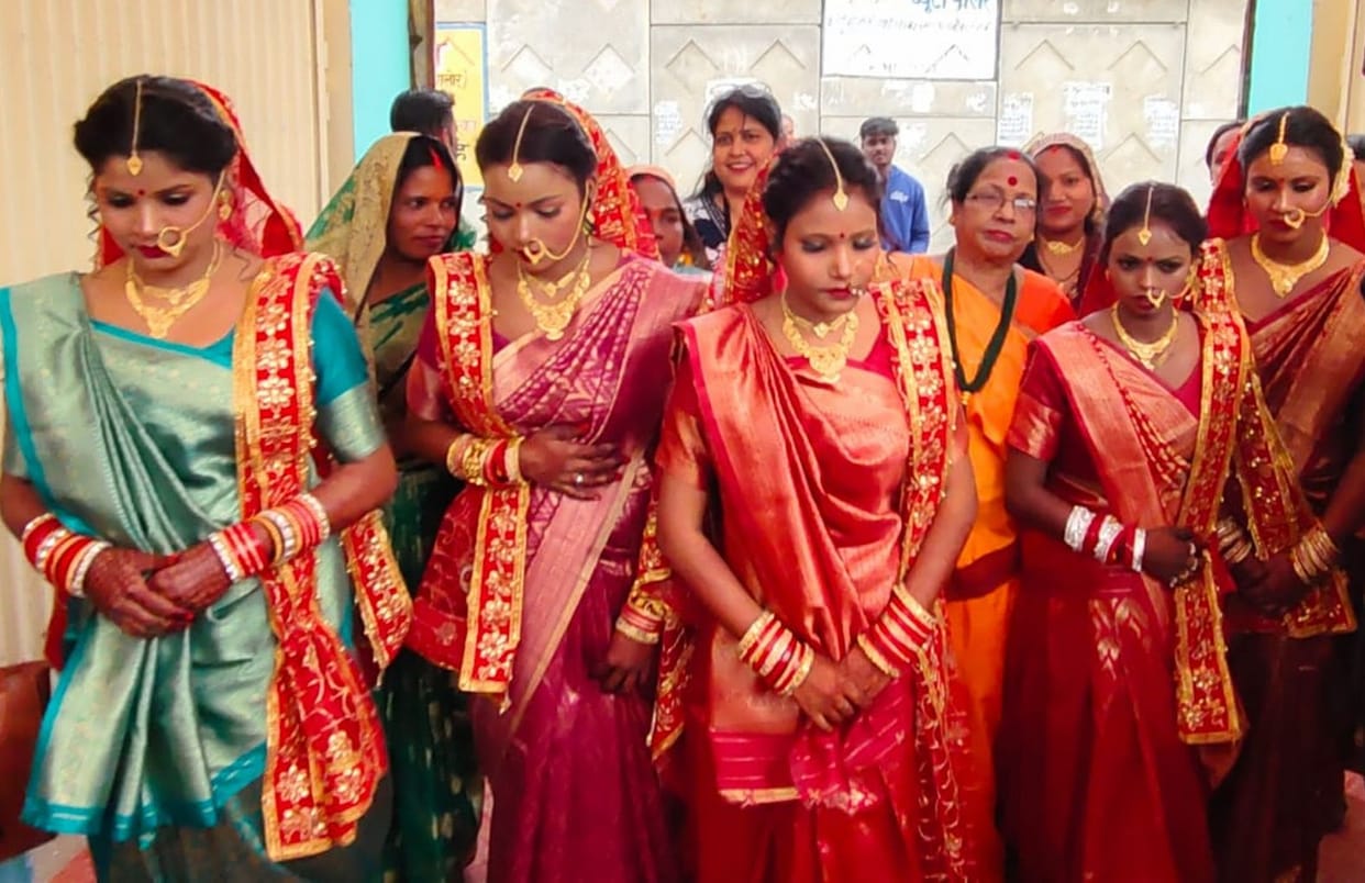 Five couples tied the knot in a mass wedding