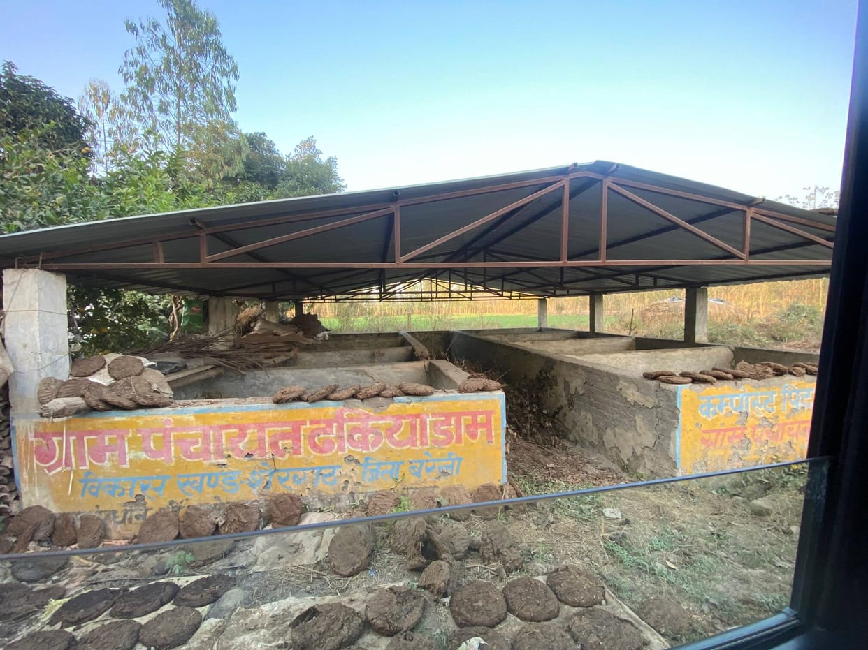 Cow dung cakes are being kept in compost pit at a cost of Rs 60 thousand.