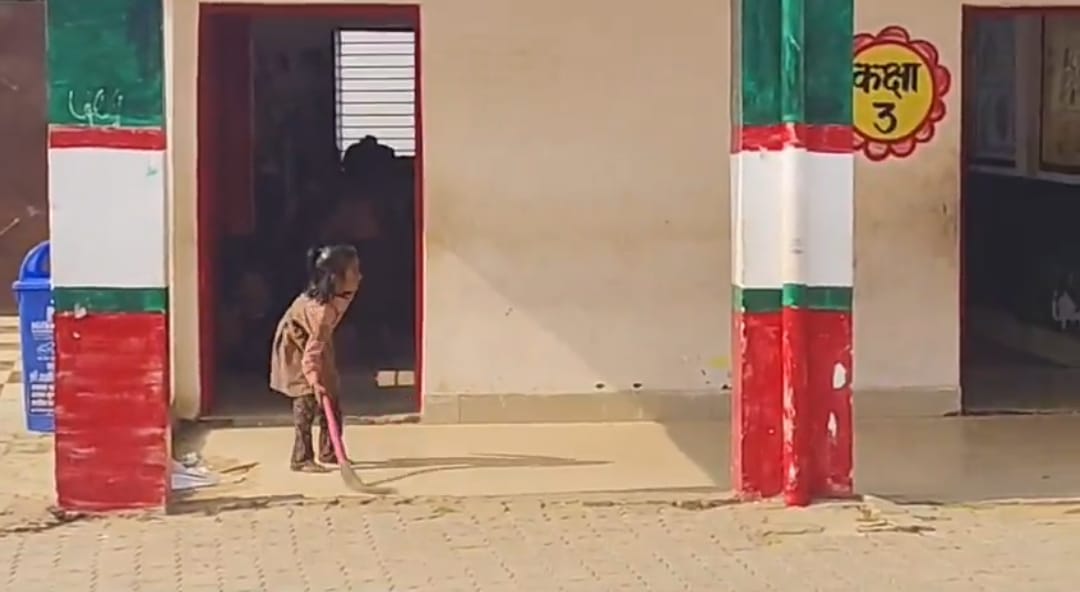 Video of girl sweeping school goes viral