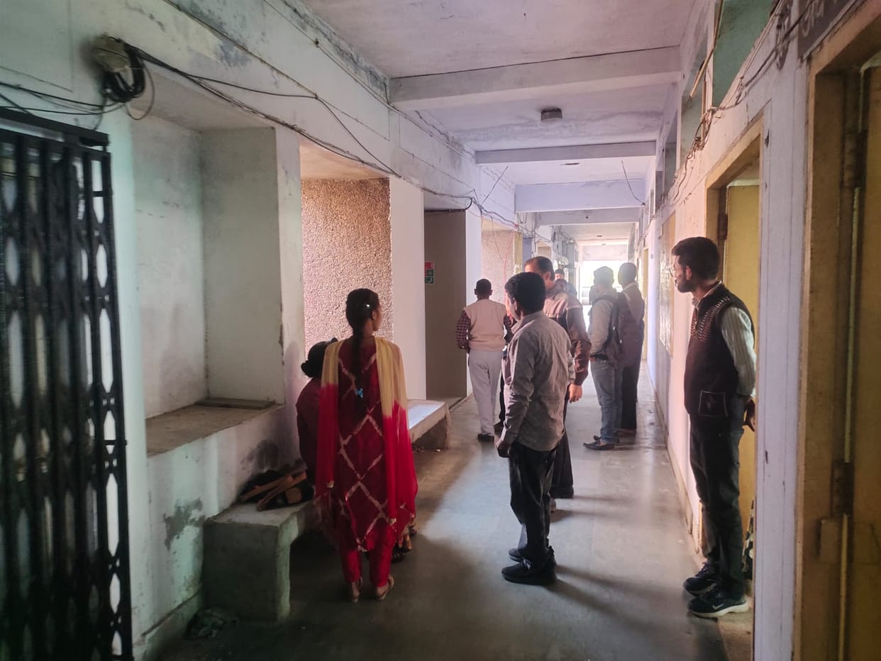 Lawyers and complainants were stuck in the lift of Vikas Bhawan for half an hour.