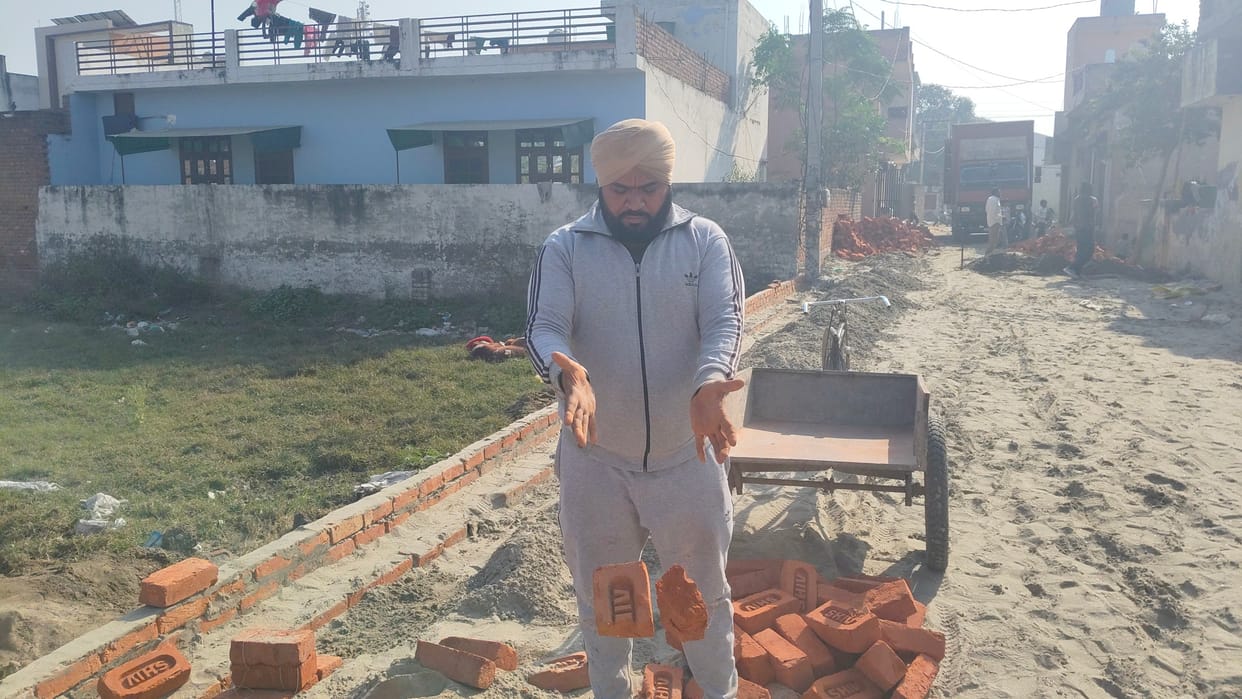 Drains and streets being built with substandard materials in Barsat village