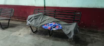 The blanket came in handy on a cold night, but there were no safety measures at the bus stand.