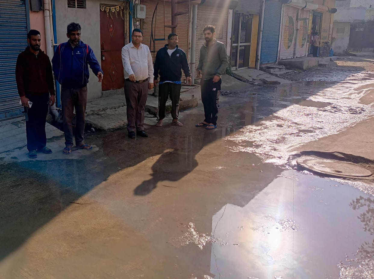 Dirty water accumulated in the streets near the girls' school in Ward 24.