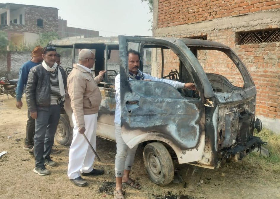 School vehicle catches fire due to short circuit