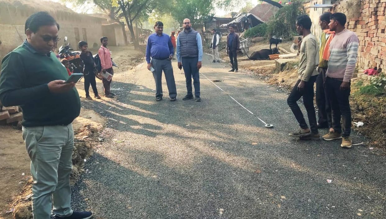 Officers arrived on the complaint of road construction using substandard material.