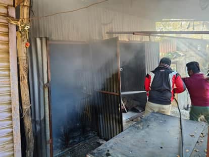 Unknown miscreants set fire to shops, causing loss of thousands.