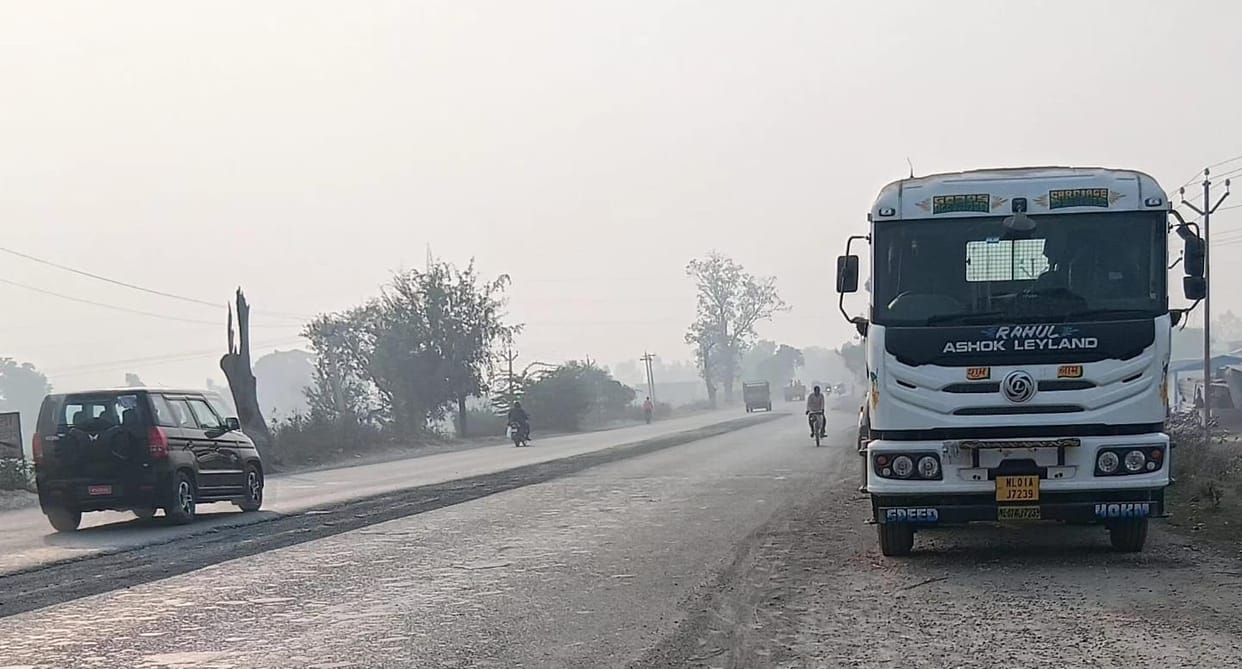 Vehicles parked on the side of the highway...will cause accidents in fog
