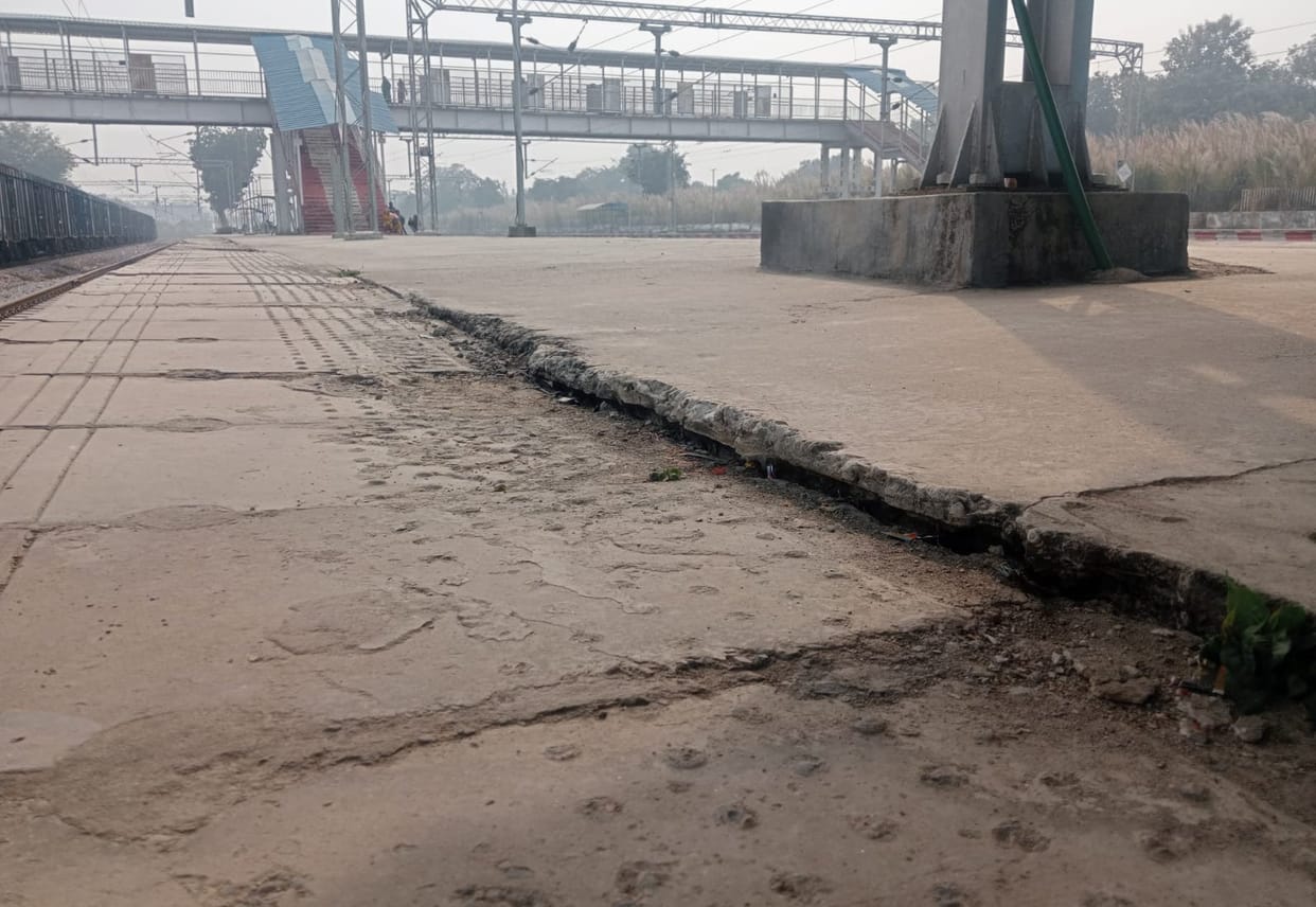 Platform of Chilbila Junction, built two years ago, caved in.