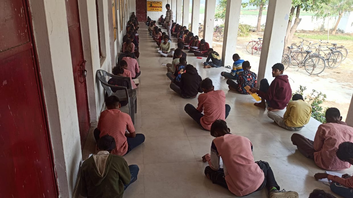 Half yearly examination of basic schools was held in two shifts.