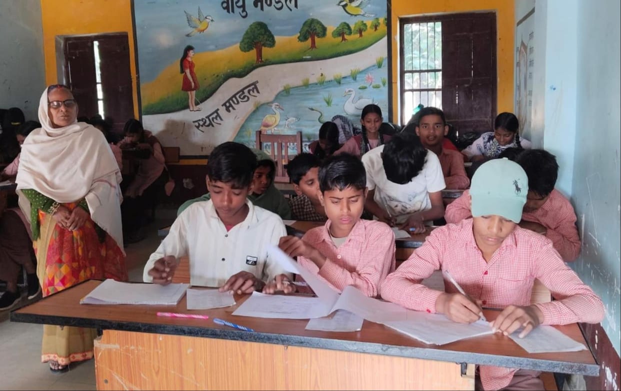 Children arrived to take half yearly exams shivering.