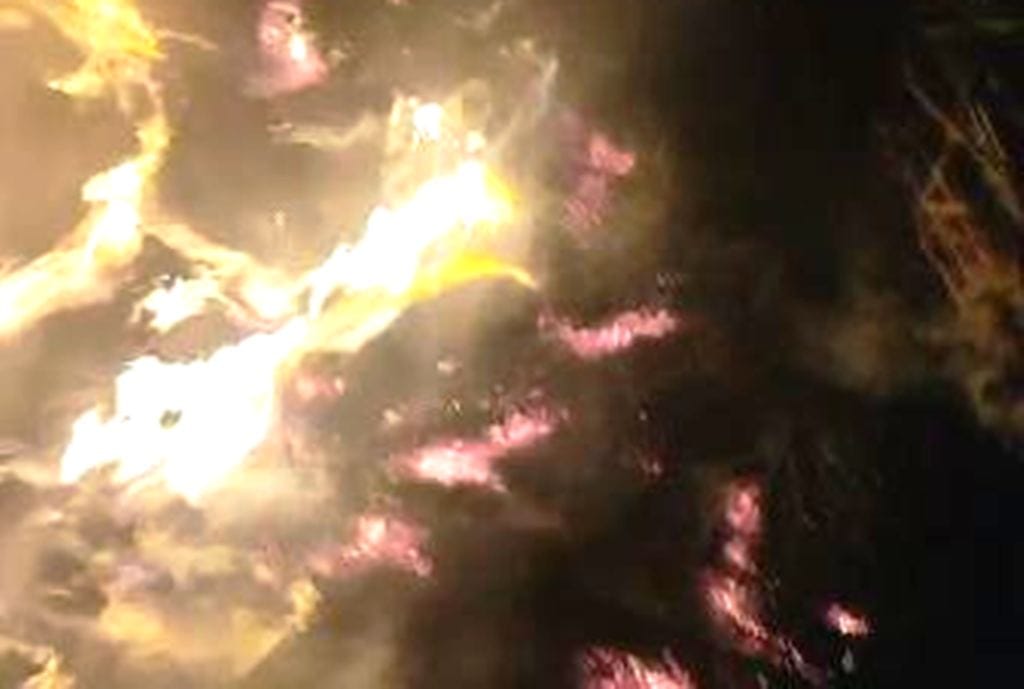 Trolley loaded with paddy straw caught fire