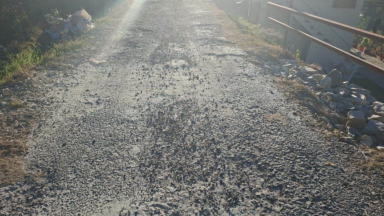 डानाधार-पापड़ी सड़क पर उखड़ा डामर। स्रोत:ग्रामीण