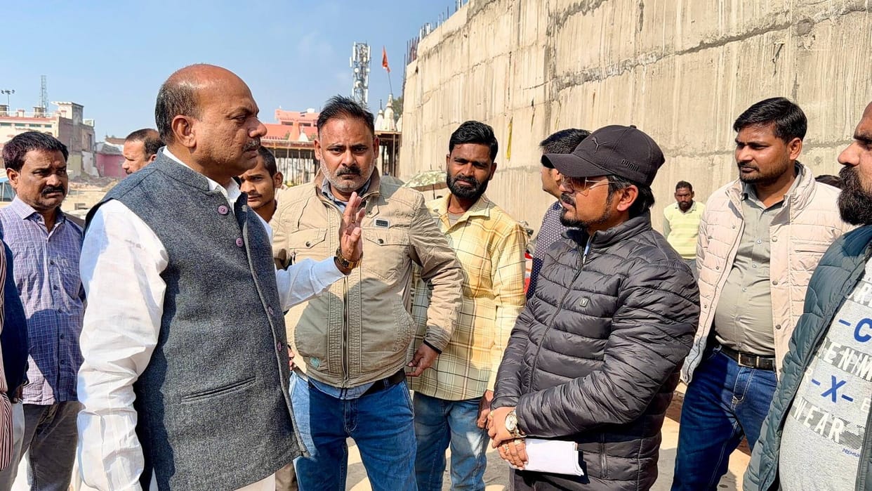 Seeing the mud in front of the ancient Budha Baba temple, the Municipal Chairman got angry at the JE