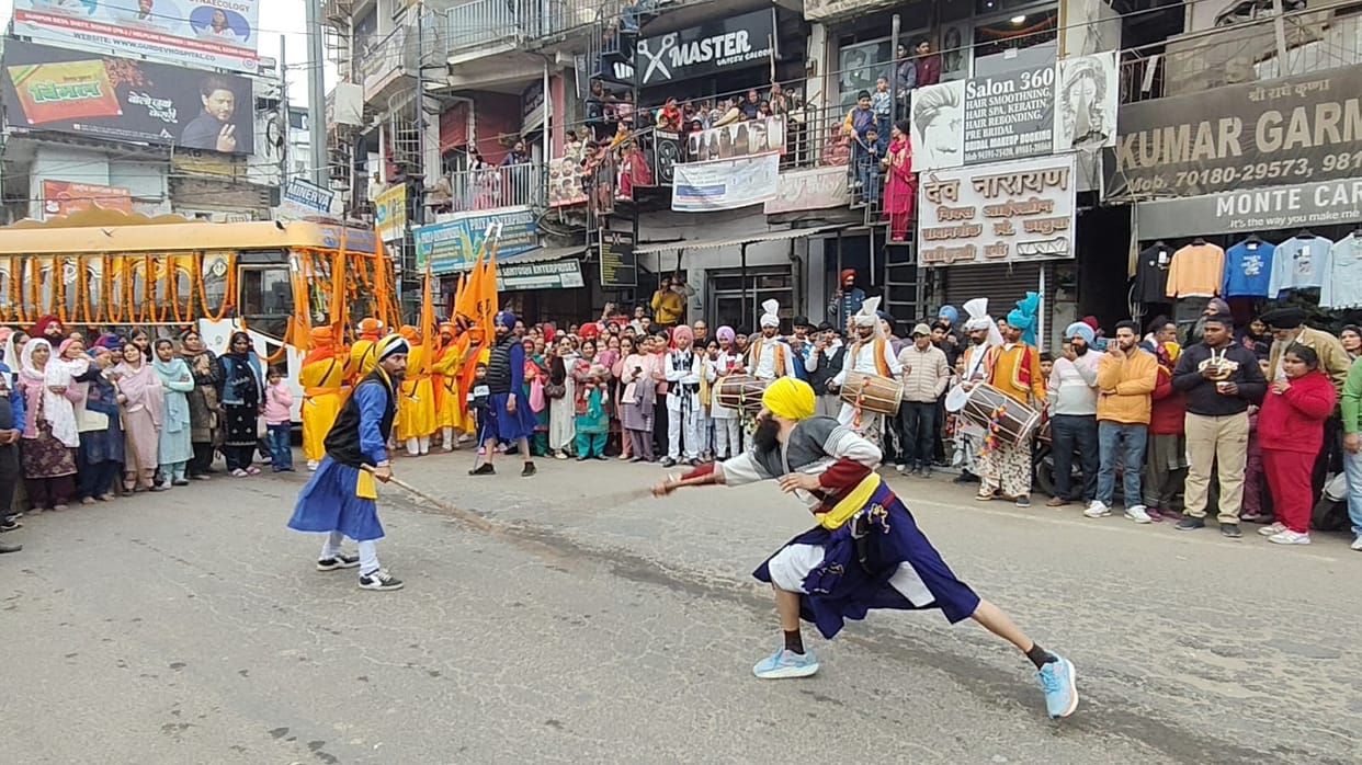 Nagar Kirtan held on the eve of Guruparva in Ghumarwin