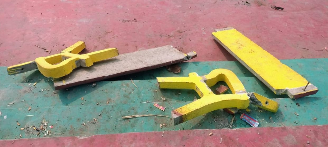 Anti-social elements broke benches and floors.