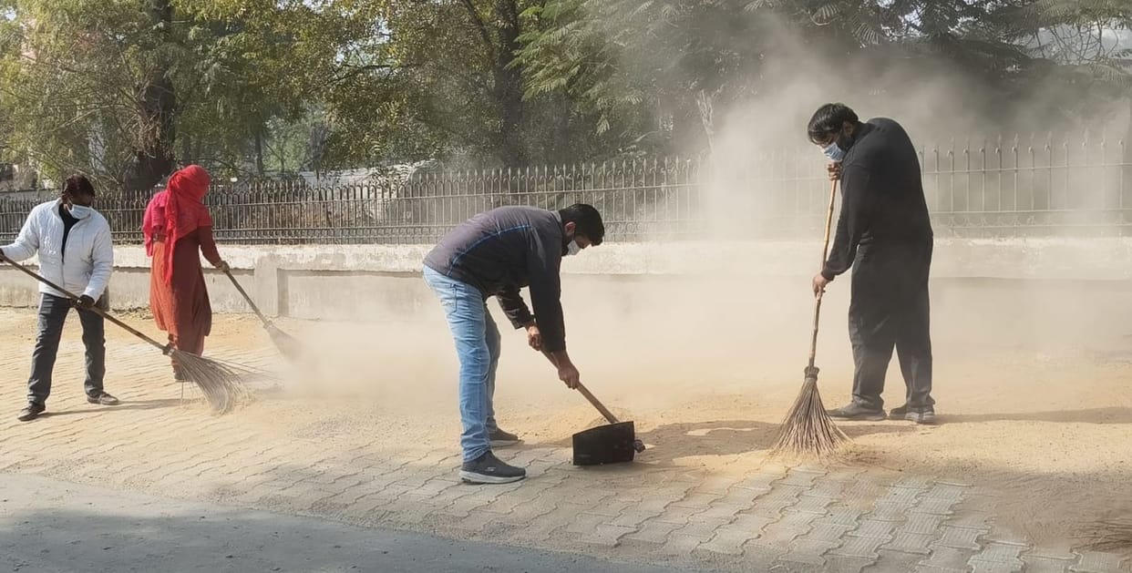 The Municipal Council launched a cleanliness drive behind the Guar Factory.