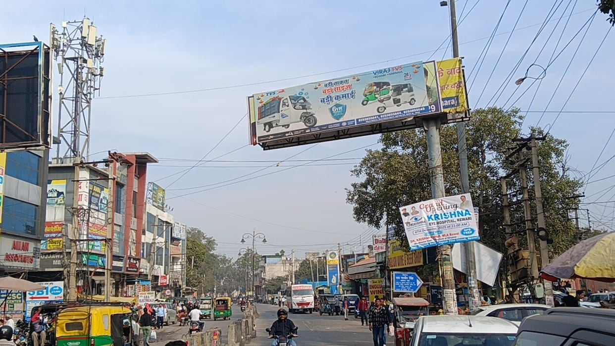 Every intersection and street corner is filled with hoardings and banners.