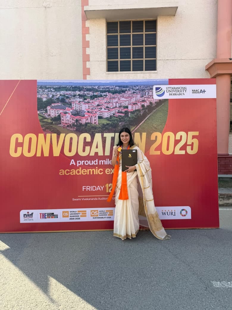 Vanshika Sohta was awarded the Gold Medal by Uttaranchal University.