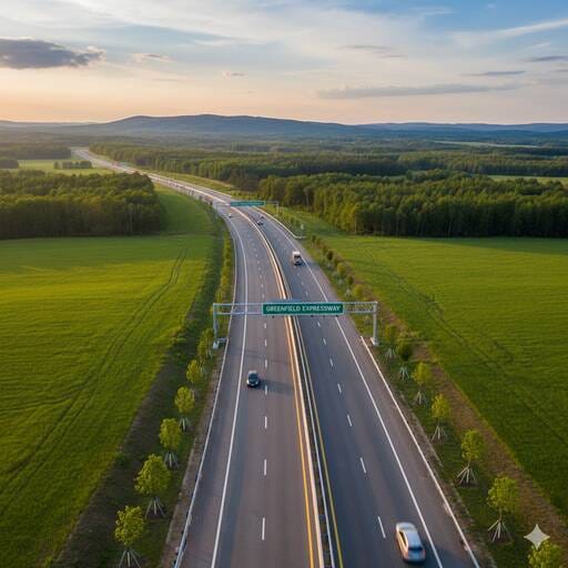 The construction of the 4,613 crore greenfield expressway is stalled over a dispute worth 7 crore.