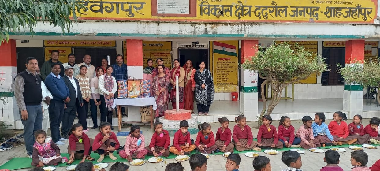 Community meal: The children enjoyed the delicious food.