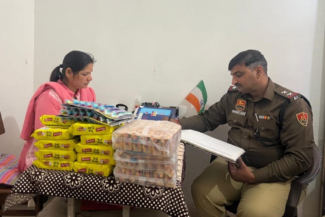 Police distributed food items to 44 elderly people.