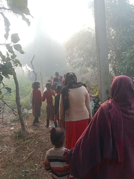 The only way to reach the temple of education is through a footpath