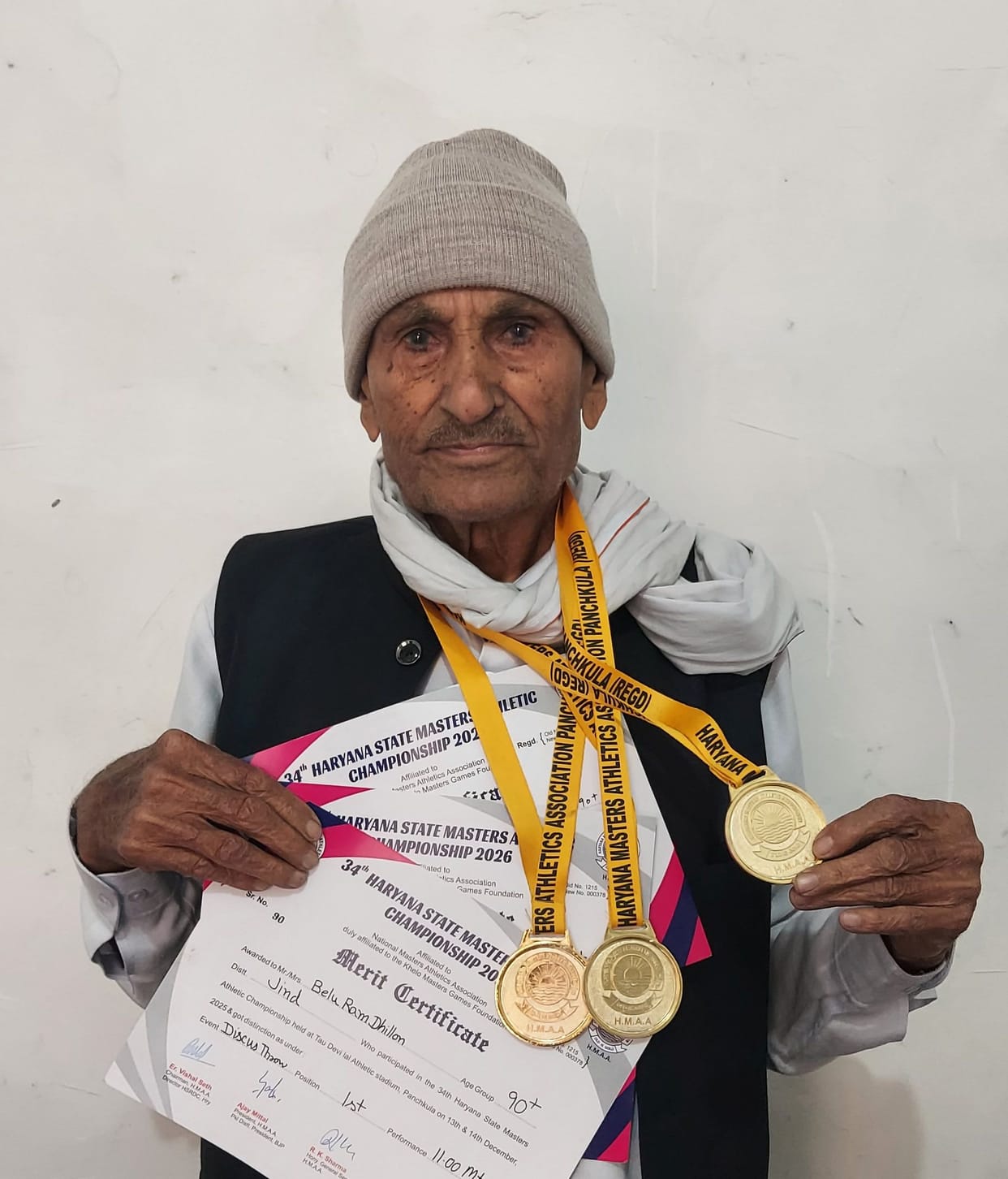 Belu Ram defied age with the shine of the medal.