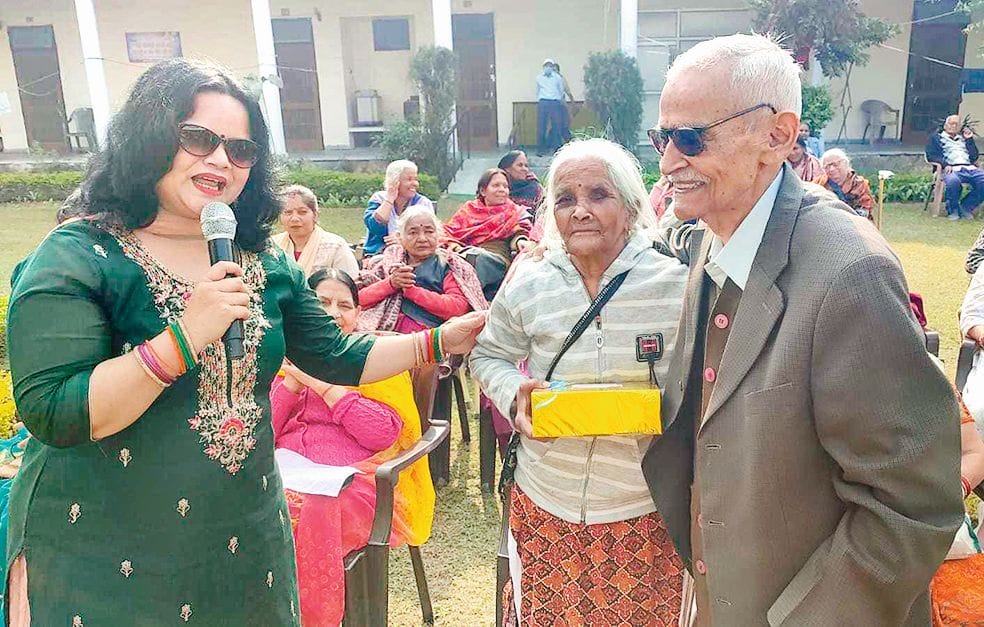 The elderly of the old age home sang and danced to the songs.