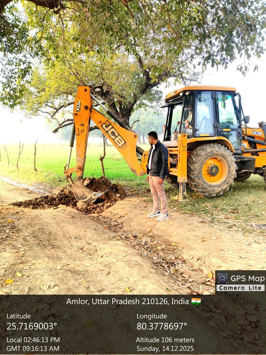 Illegal mineral transportation stopped by digging a road with JCB in Rehunta